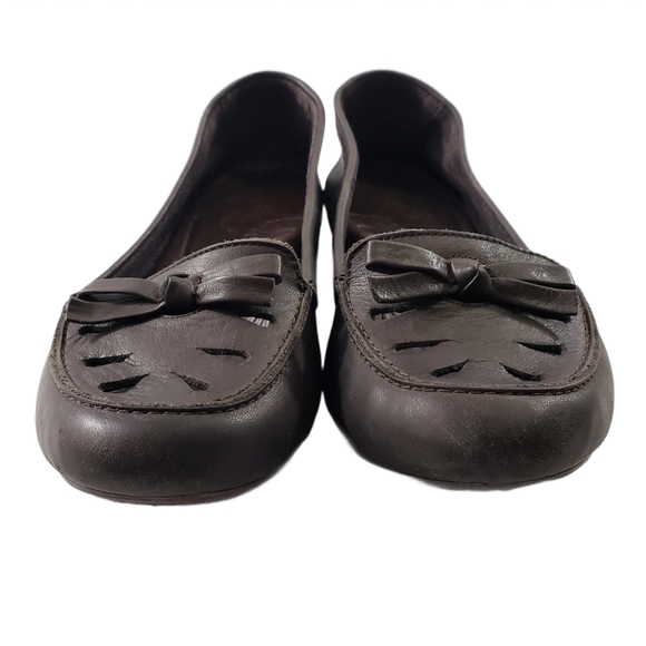 Born Naura Leather Loafer Moccasin Brown Bow Flats - Picture 3 of 8